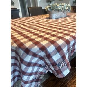 Plaid Tablecloth 55x86 Red White Blue Cotton Americana USA 250 Patriotic Flags